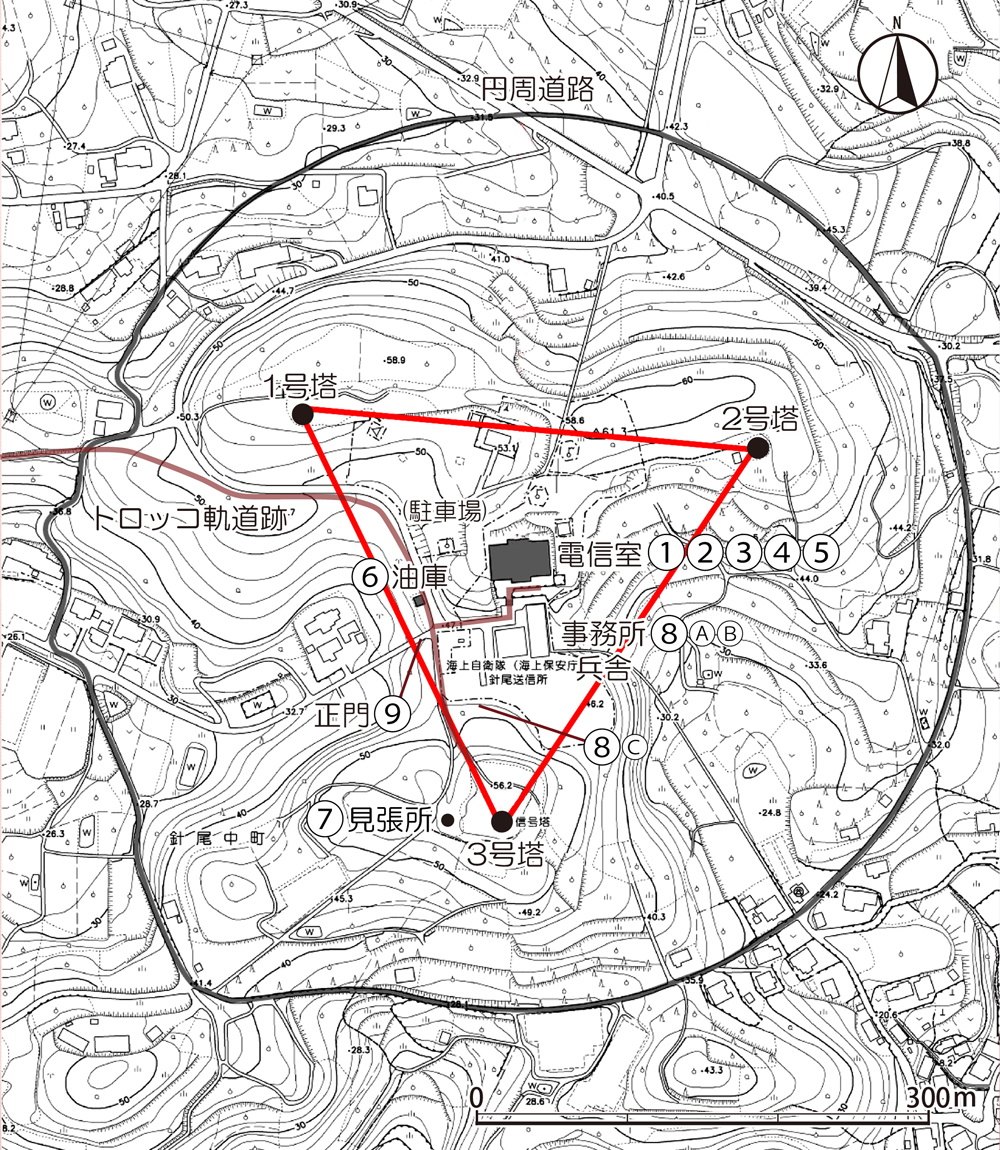 針尾送信所全体図