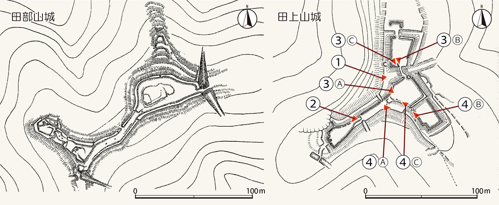 田部山城・田上山城図