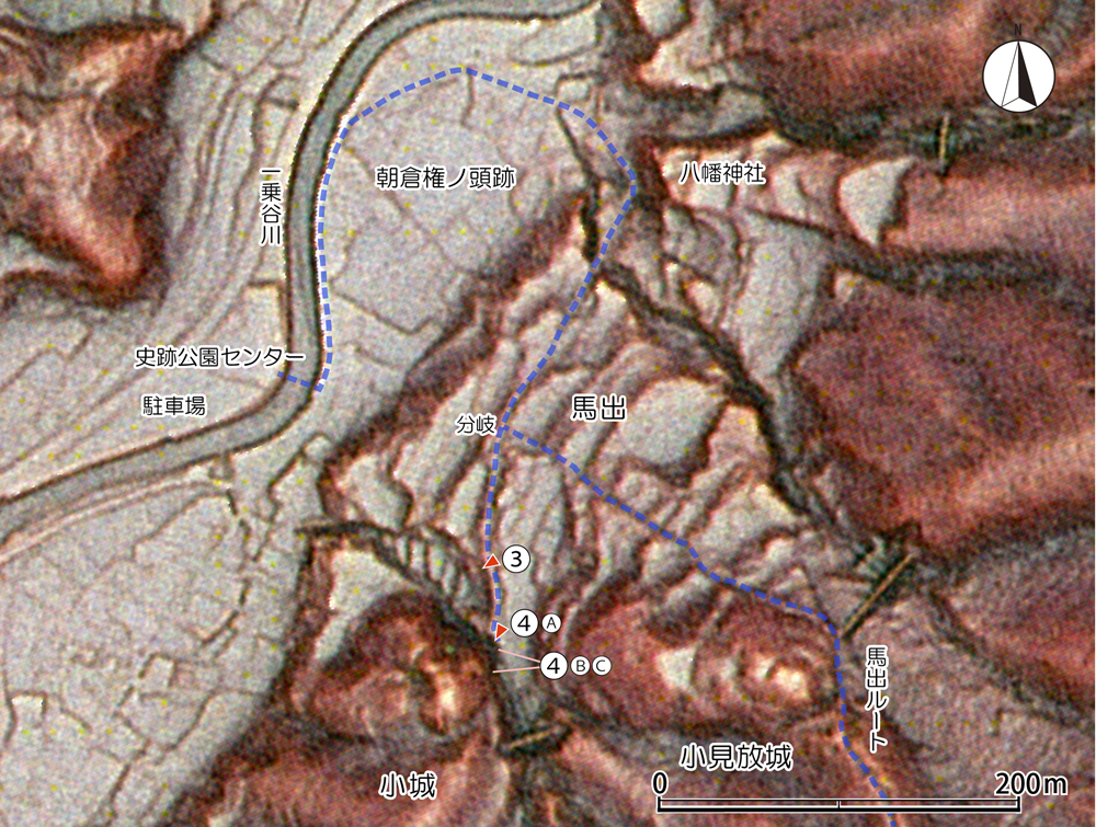 一乗谷小城小見放城赤色図
