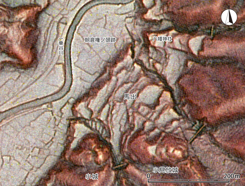 馬出周辺赤色立体図