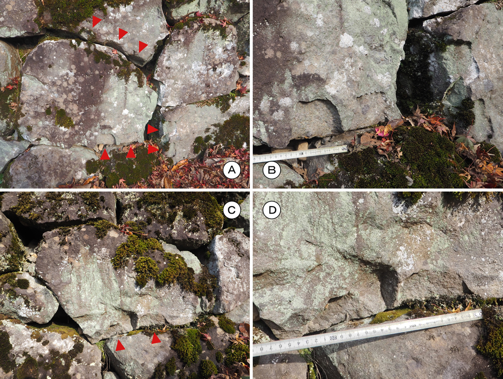 朝倉館南濠石垣矢穴