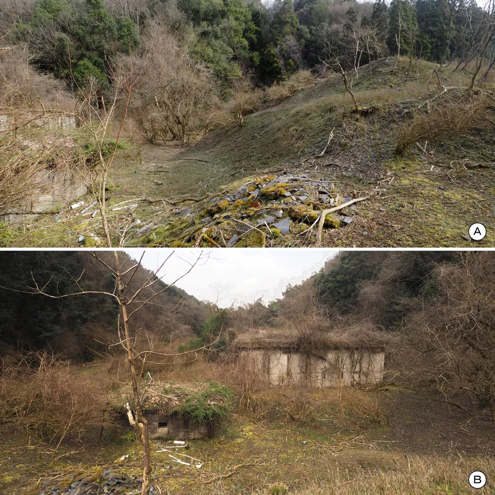 乾燥谷4区 乾燥爆薬置場土塁