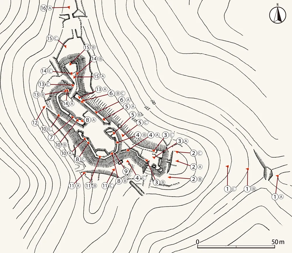 中山の付城撮影位置図