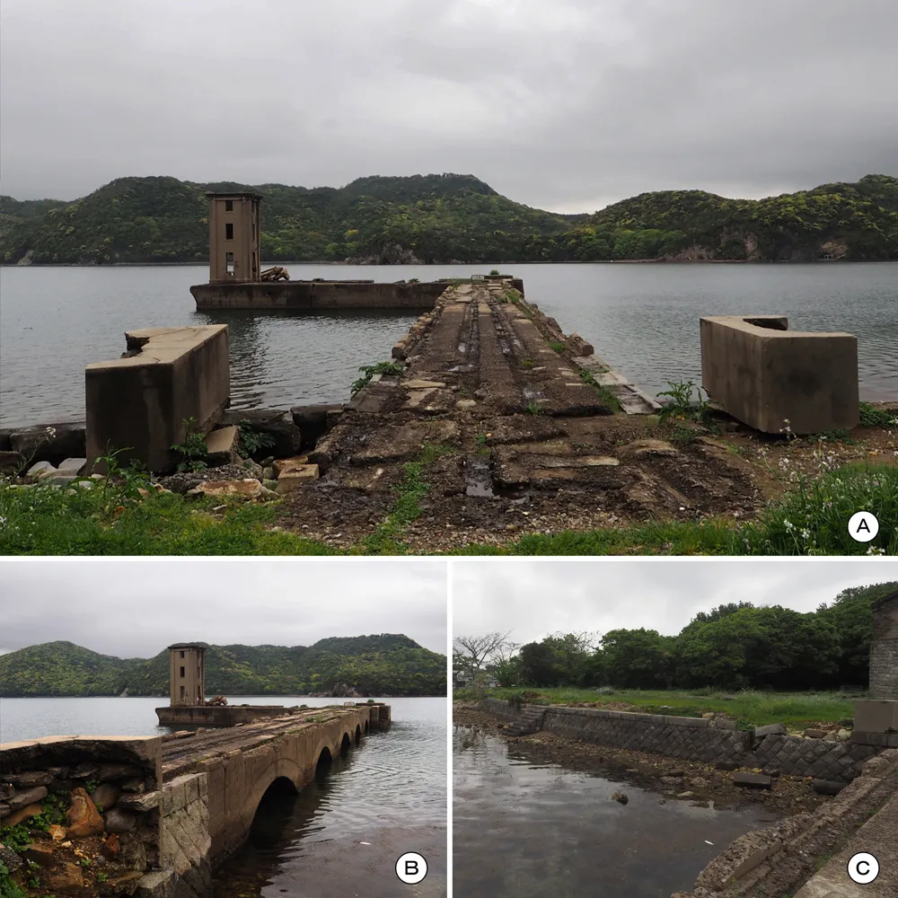 川棚試験場発射場突堤と護岸