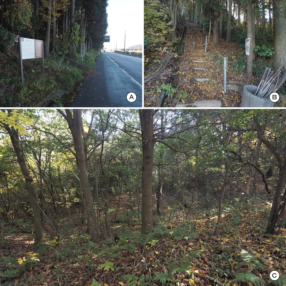 北登山口と伝柴田勝家陣跡