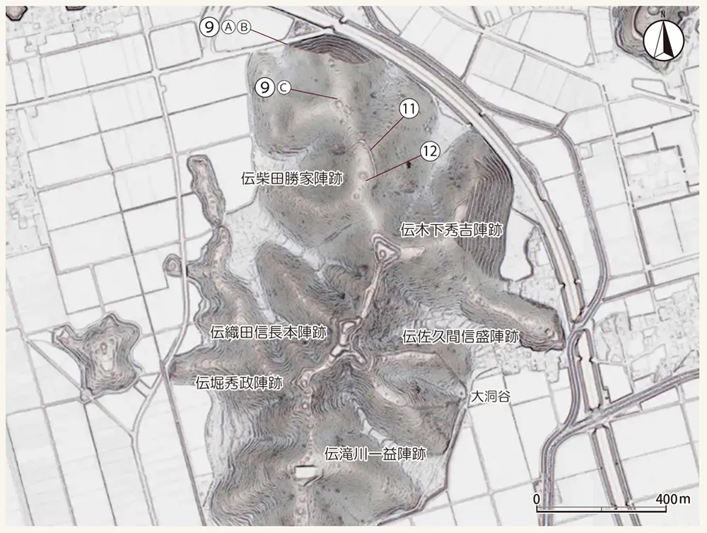 虎御前山主要部立体図
