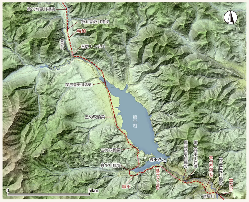 士幌線糠平湖周辺図新線