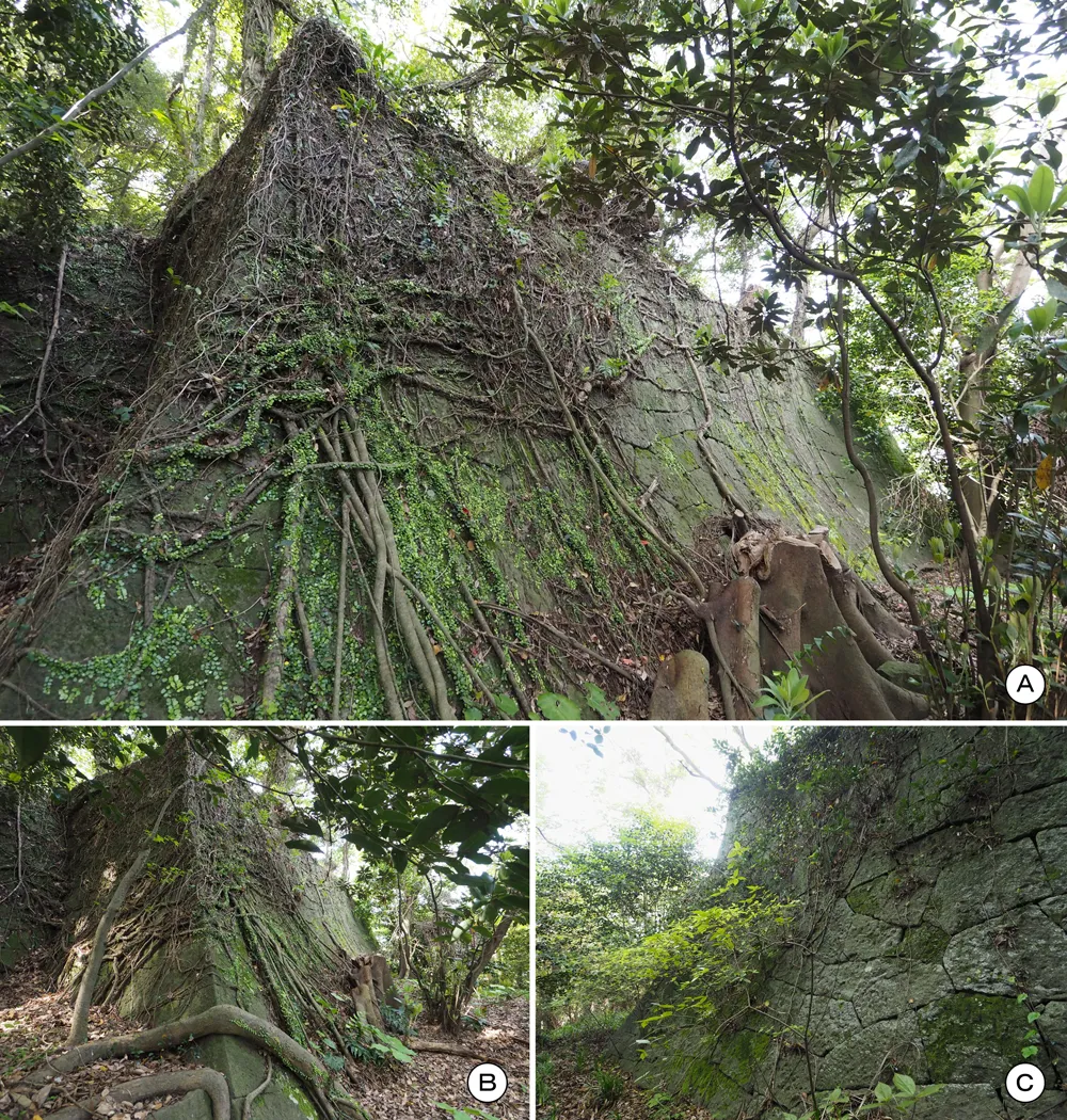 魚見岳台場 二ノ増台場東側石垣