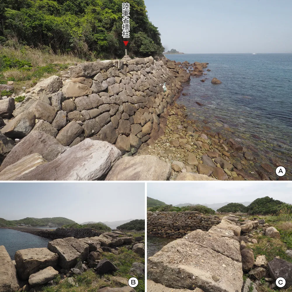 四郎ヶ島台場 北側護岸石垣(石垣F)