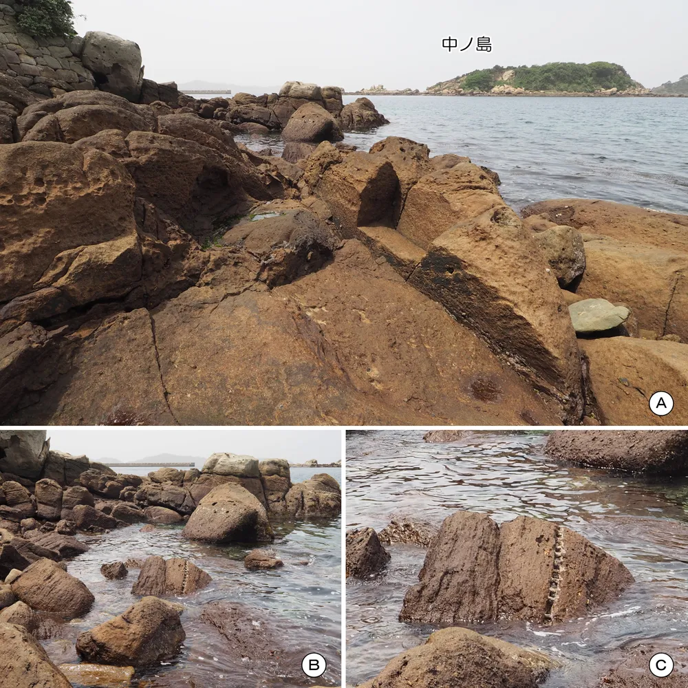 四郎ヶ島台場 四郎ヶ島地区北西側石垣(石垣A)前 石丁場